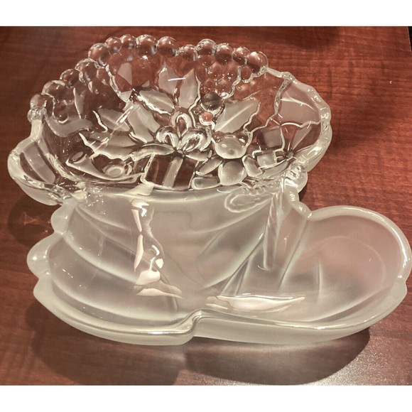 MIKASA Crystal Santa's Goodies Bon Bon Server Vintage Germany 8-3/4” - Picture 1 of 8